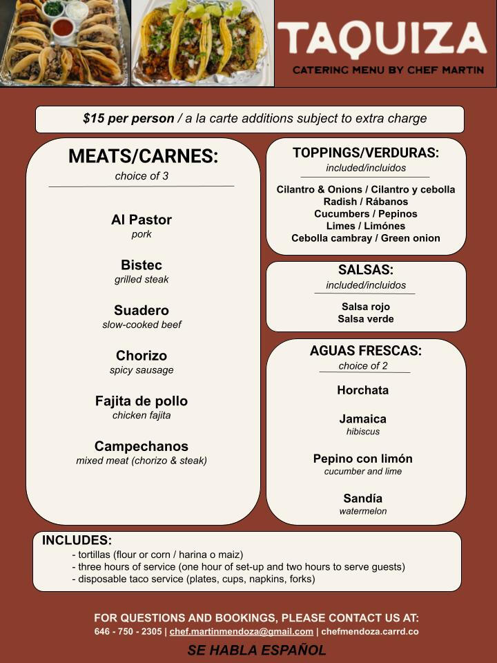 Sample Catering Menu - Taquiza/Tacos